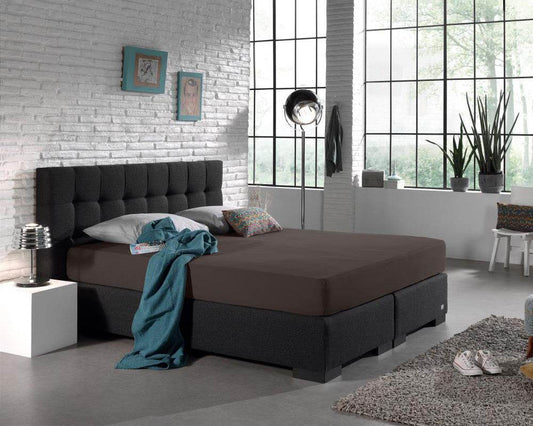 Doppelt Jersey 220 gr. Spannbettlaken Deep Taupe 80/100 x 220 cm - Palo24