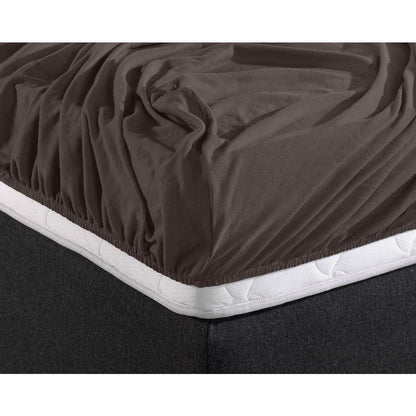 Doppelt Jersey 220 gr. Spannbettlaken Deep Taupe 190/200 x 220/230 cm - Palo24