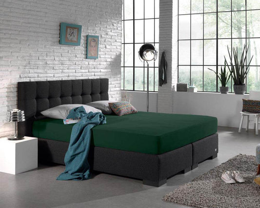 Doppelt Jersey 220 gr. Spannbettlaken Botanisch Grün 140 x 200/220 cm - Palo24