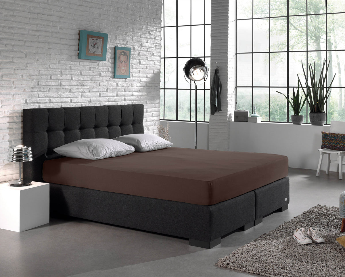 Einzel Jersey 135 gr. Spannbettlaken Deep Taupe 80/100 x 200 cm - Palo24