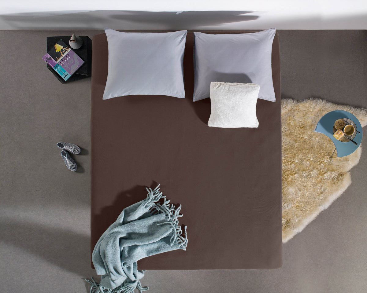 Einzel Jersey 135 gr. Spannbettlaken Deep Taupe 80/100 x 200 cm - Palo24