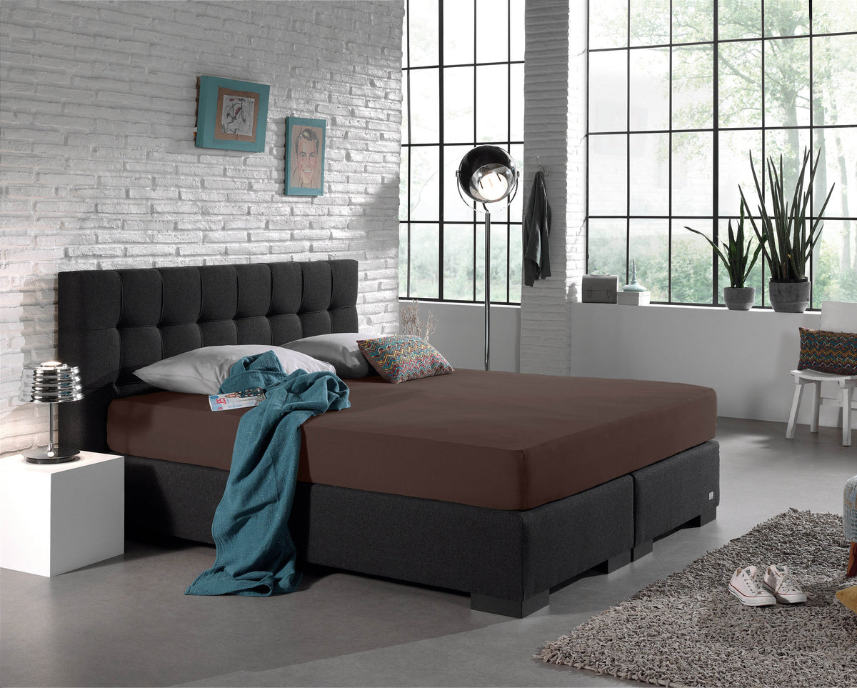 Einzel Jersey 135 gr. Spannbettlaken Deep Taupe 190/200 x 200/220 cm - Palo24