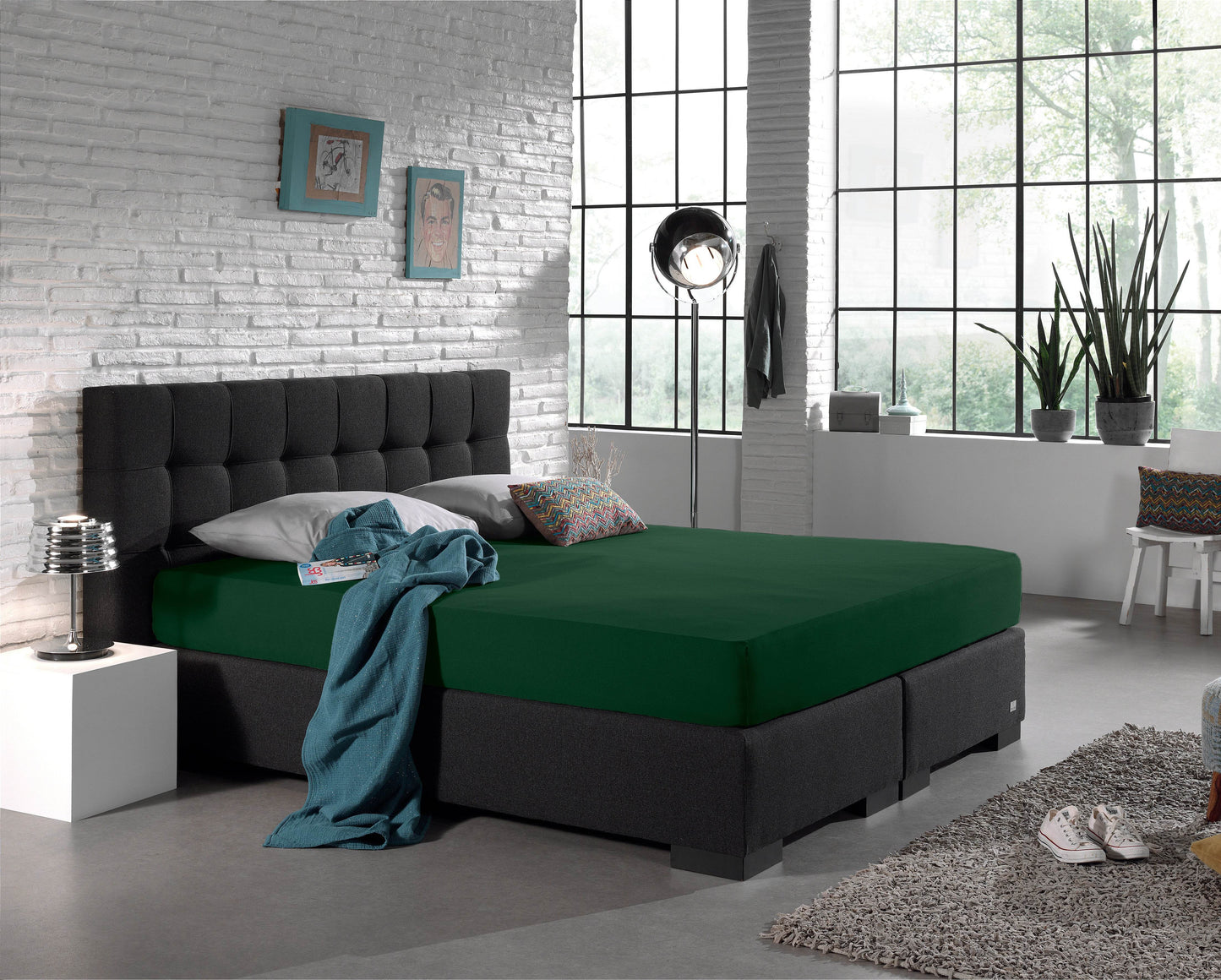 Einzel Jersey 135 gr. Spannbettlaken Botanisch Grün 140 x 200 cm - Palo24