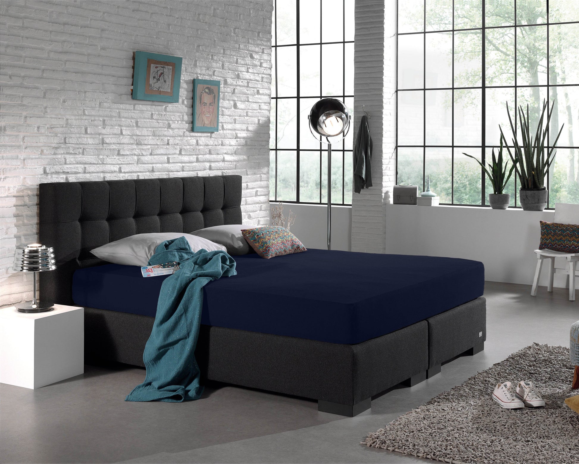 Einzel Jersey 135 gr. Spannbettlaken Indigo Blau 140 x 200 cm - Palo24