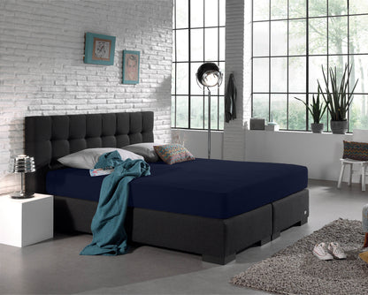 Einzel Jersey 135 gr. Spannbettlaken Indigo Blau 140 x 200 cm - Palo24