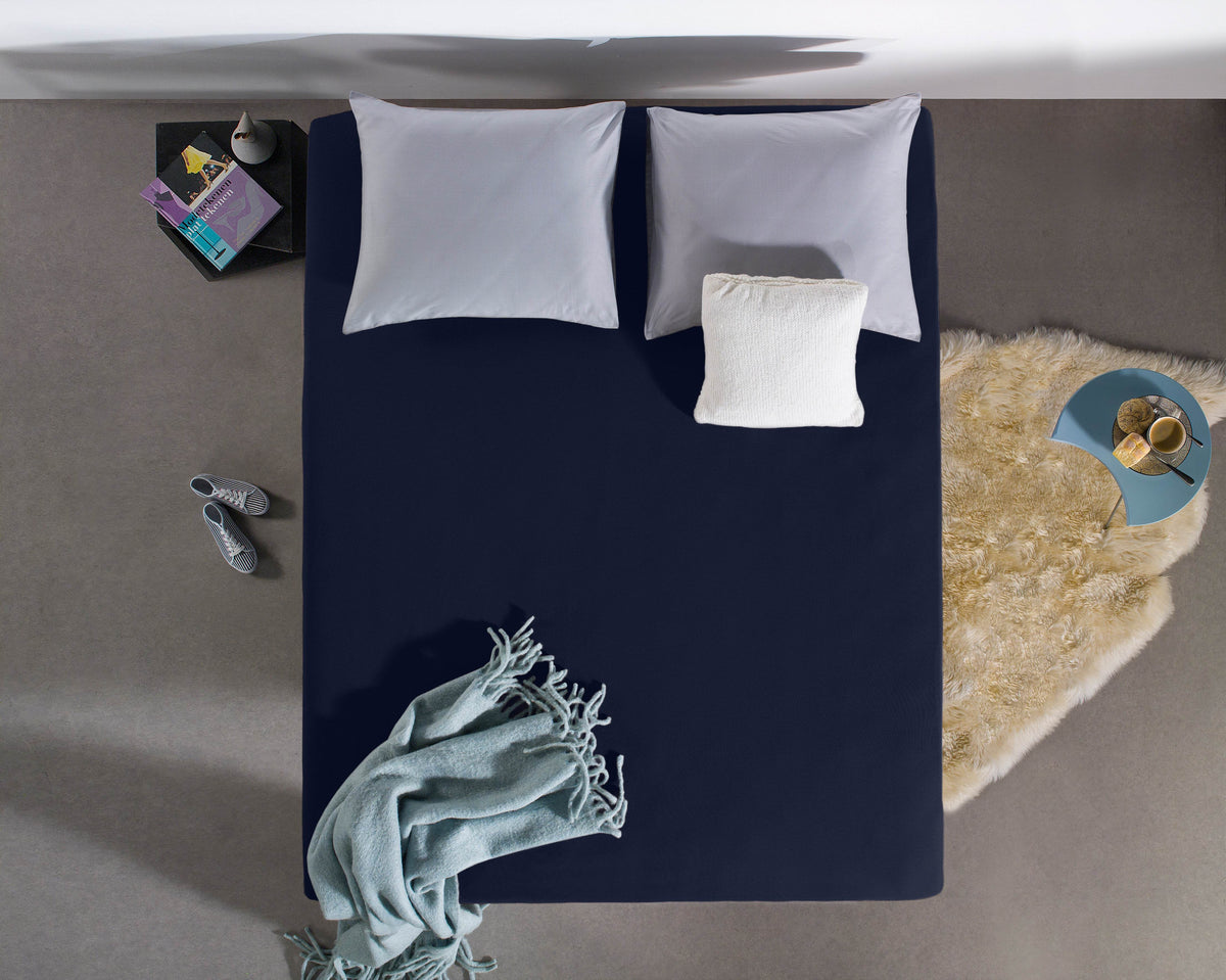 Einzel Jersey 135 gr. Spannbettlaken Indigo Blau 140 x 200 cm - Palo24