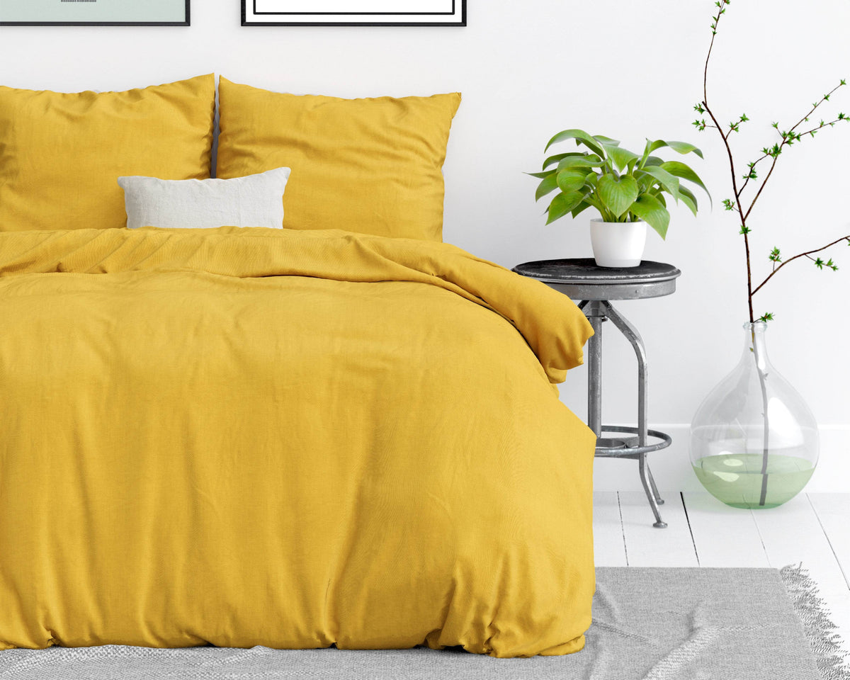 Bettbezug Stone washed Mustard 200 x 220 cm - Palo24