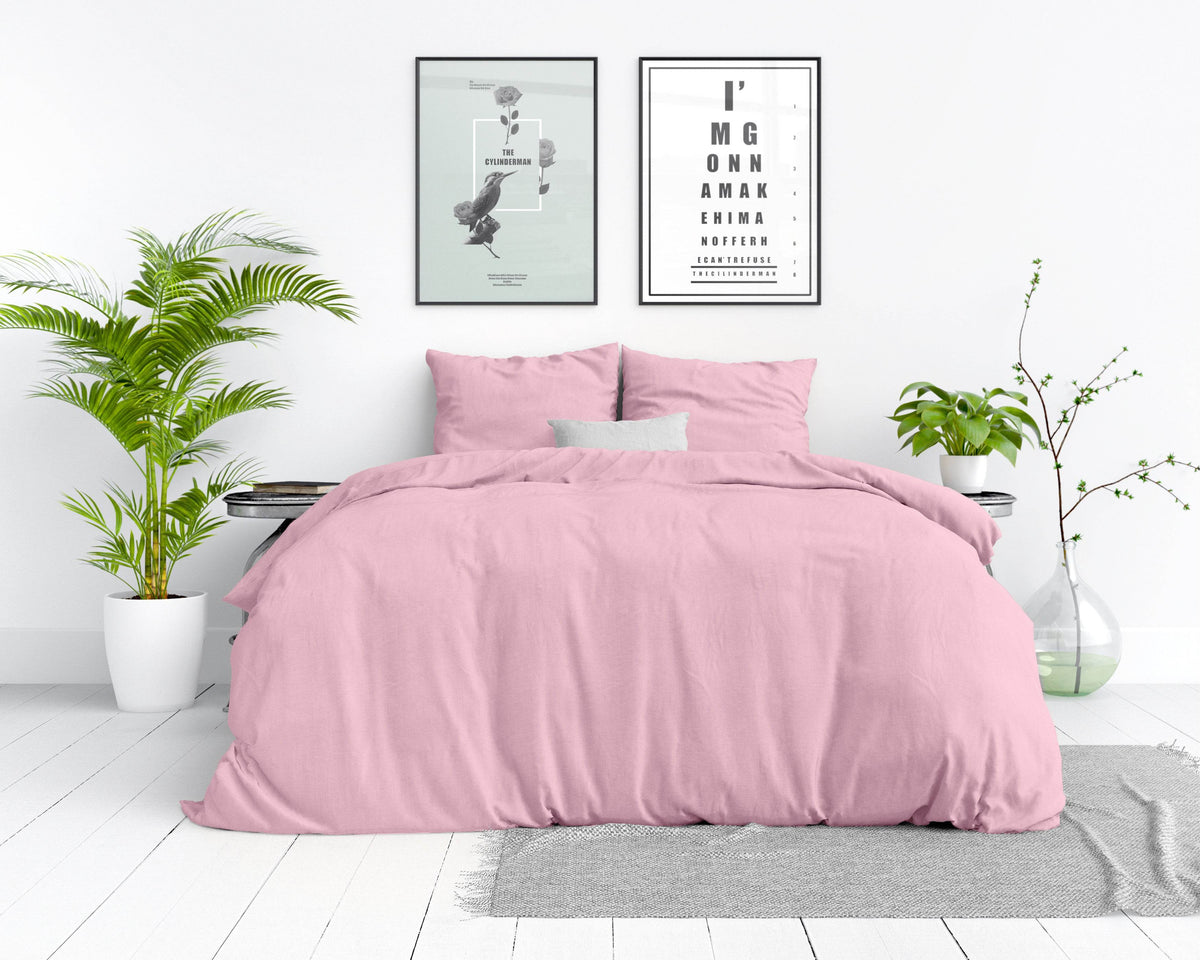 Bettbezug Stone Washed rosa 135 x 200 cm - Palo24