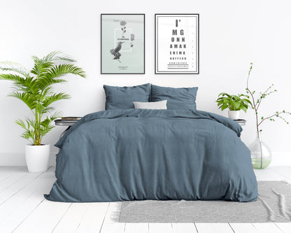 Bettbezug Stone Washed blau 135 x 200 cm - Palo24