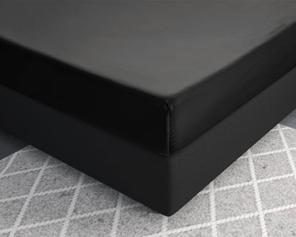 Satin Spannbettlaken Schwarz 160 x 200 cm - Palo24