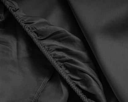 Satin Spannbettlaken Schwarz 180 x 200 cm - Palo24