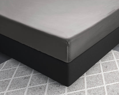 Satin Spannbettlaken Grau 90 x 220 cm - Palo24