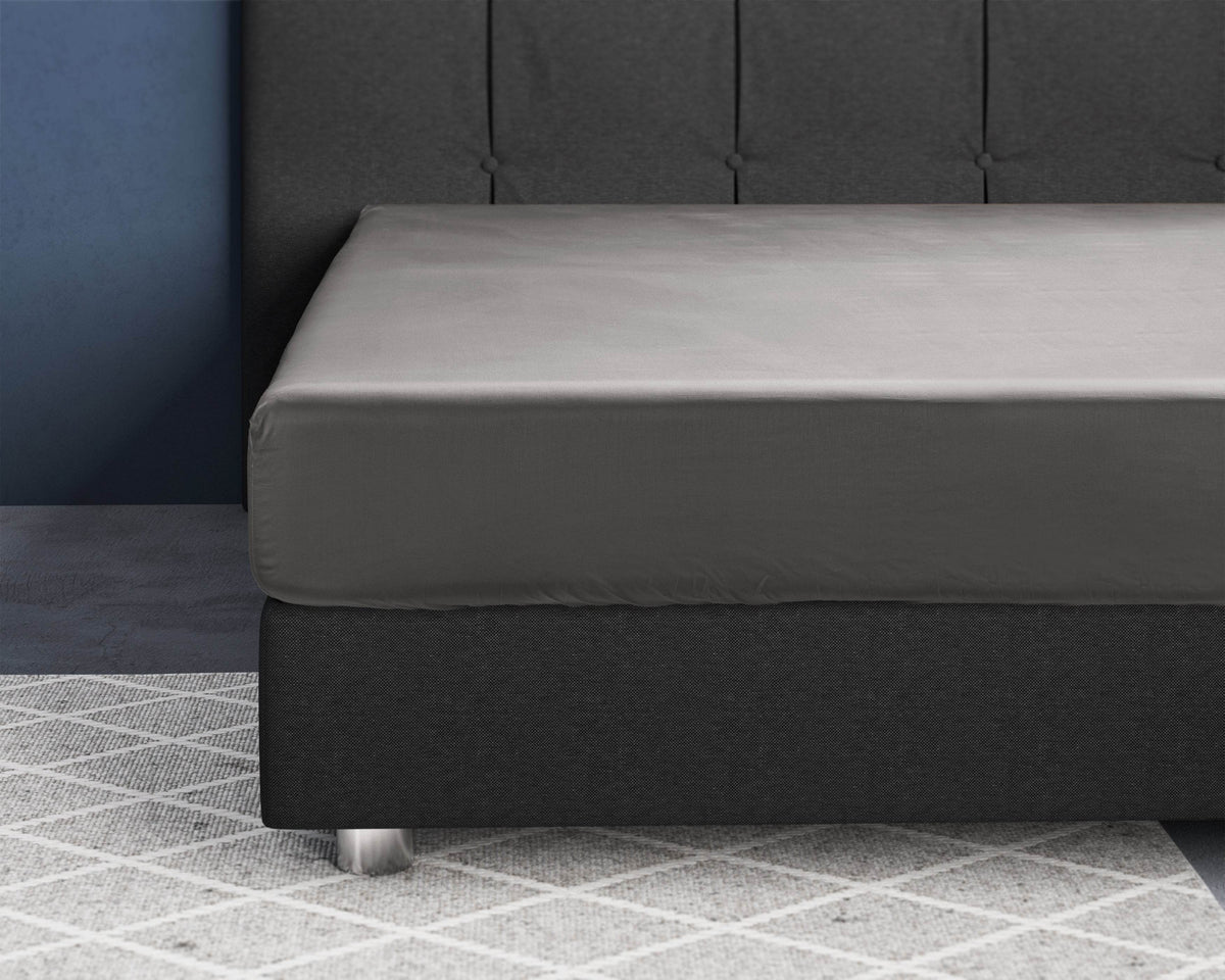 Satin Spannbettlaken Grau 180 x 200 cm - Palo24