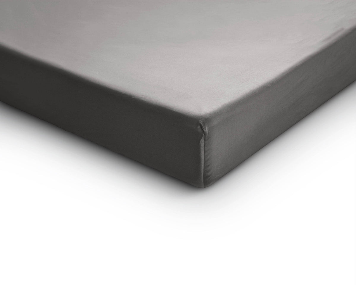 Satin Spannbettlaken Grau 200 x 220 cm - Palo24