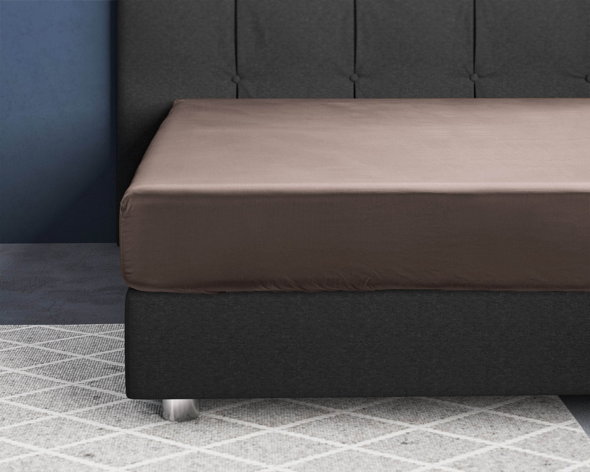 Satin Spannbettlaken Taupe 80 x 200 cm - Palo24