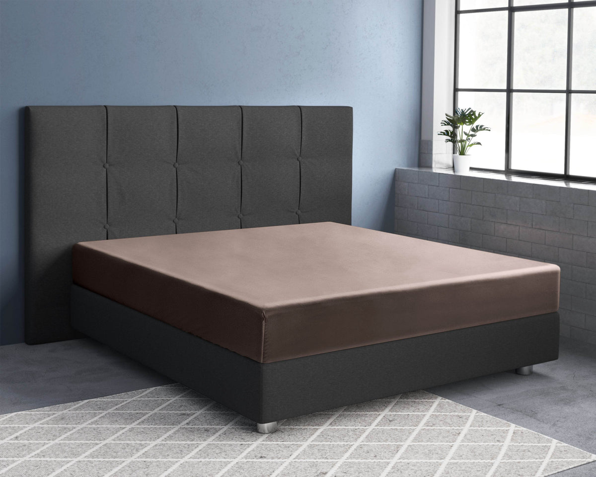 Satin Spannbettlaken Taupe 80 x 200 cm - Palo24