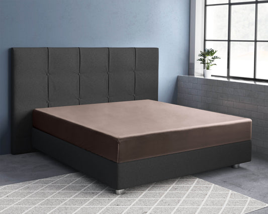 Satin Spannbettlaken Taupe 160 x 220 cm - Palo24