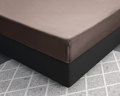 Satin Spannbettlaken Taupe 180 x 200 cm - Palo24