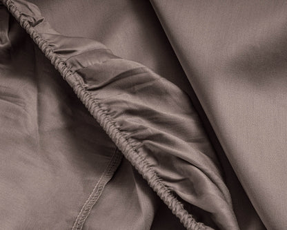 Satin Spannbettlaken Taupe 180 x 210 cm - Palo24