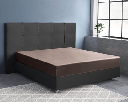 Satin Spannbettlaken Taupe 180 x 210 cm - Palo24