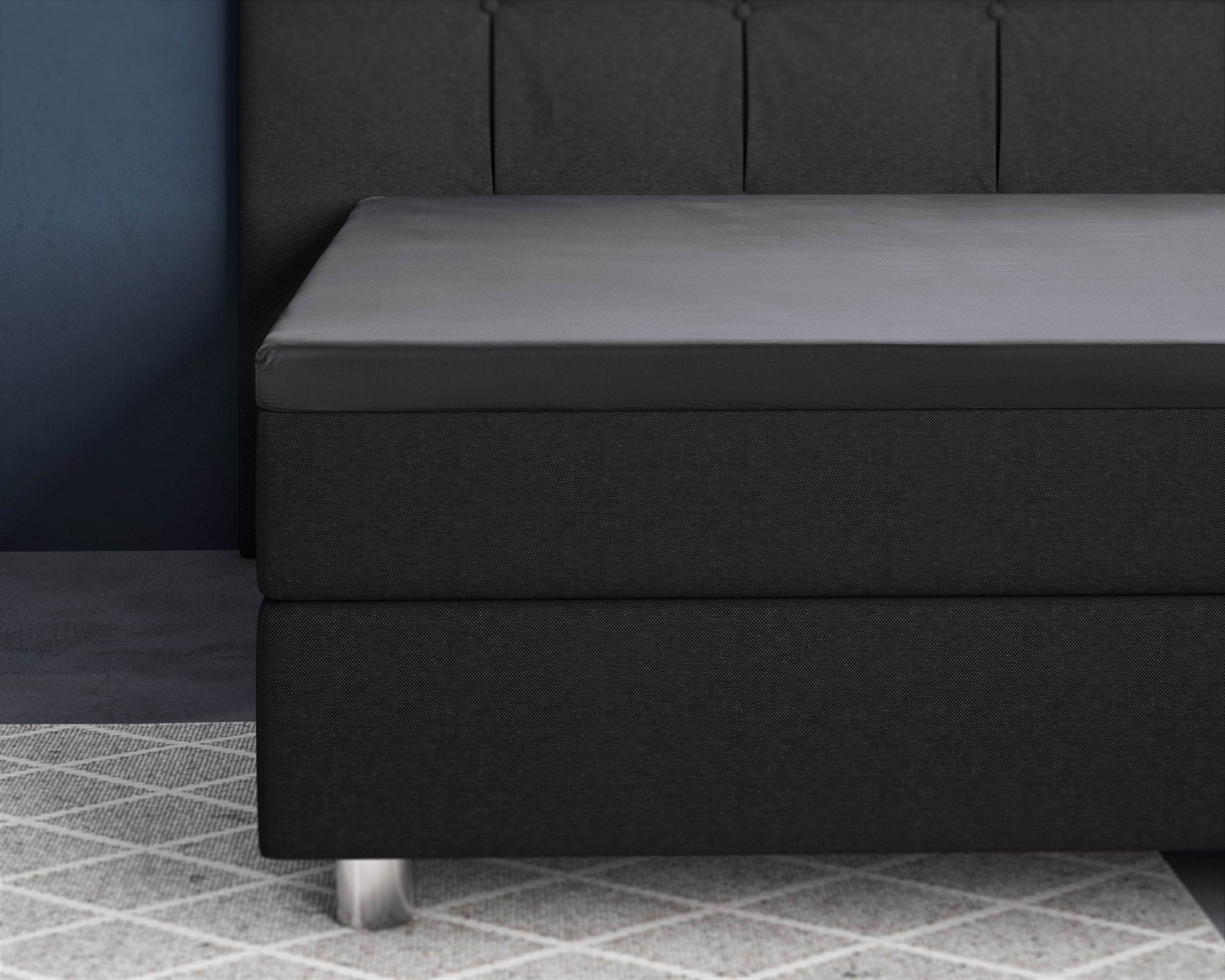 Topper Satin Spannbettlaken Anthrazit 90 x 200 cm - Palo24