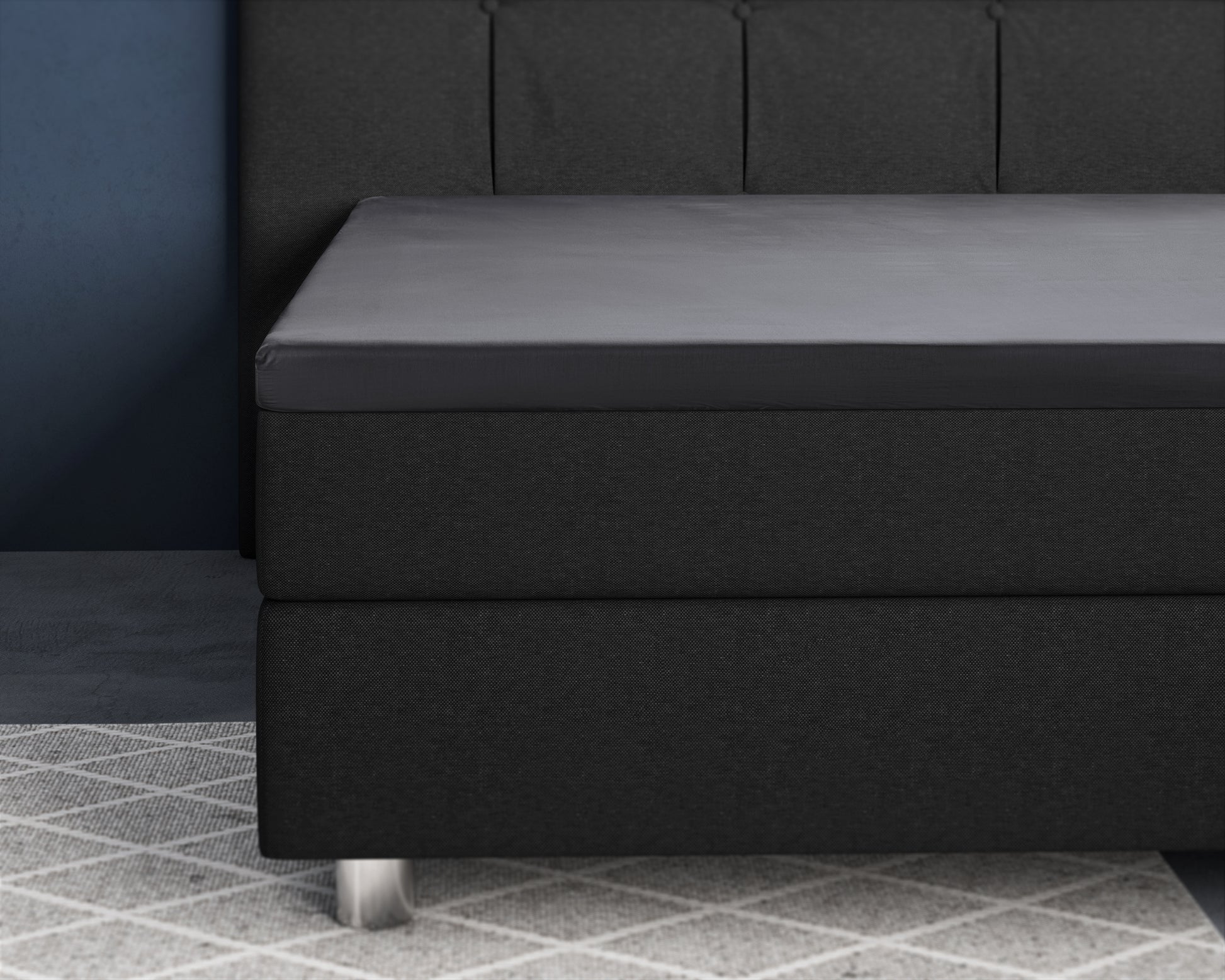 Topper Satin Spannbettlaken Anthrazit 180 x 220 cm - Palo24