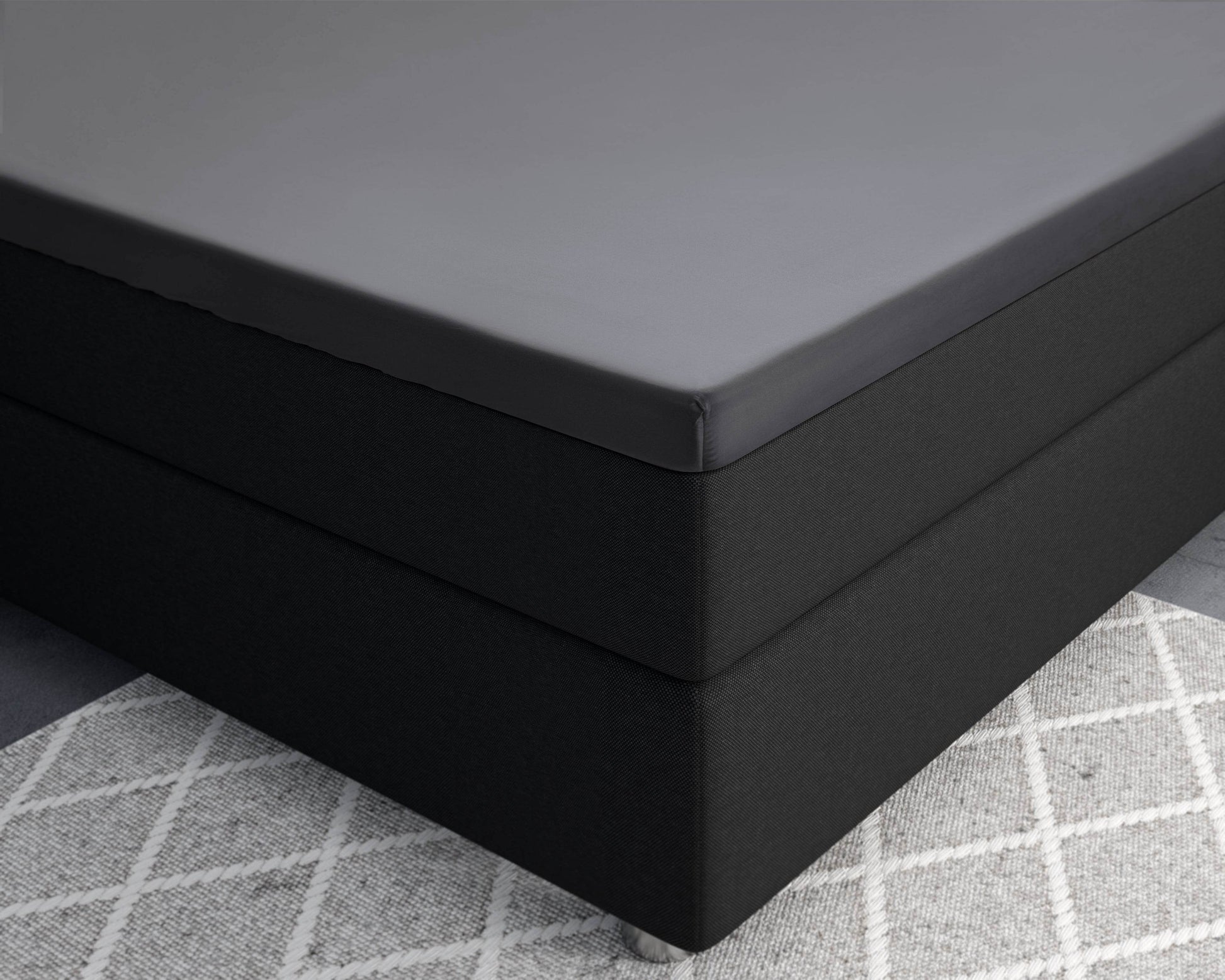 Topper Satin Spannbettlaken Anthrazit 180 x 220 cm - Palo24