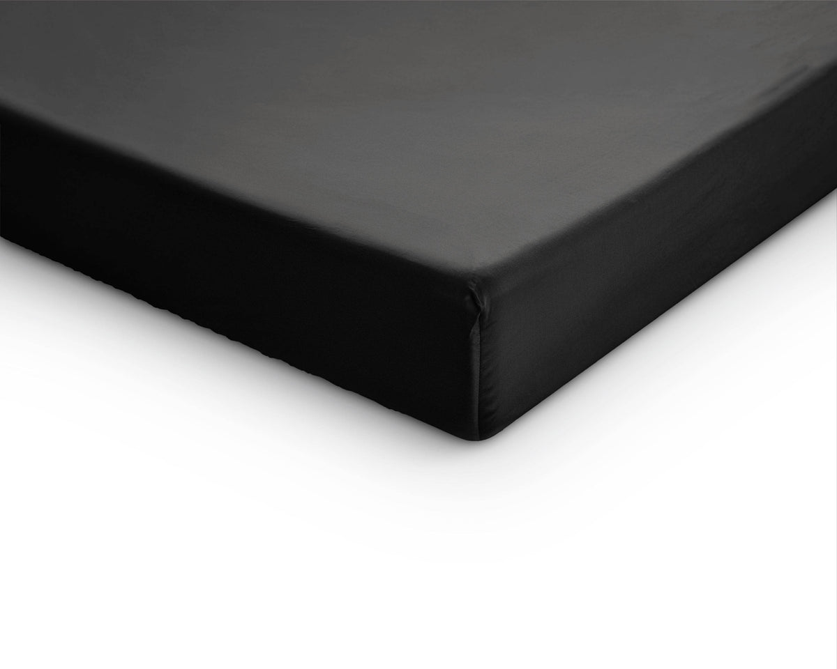Topper Satin Spannbettlaken Schwarz 90 x 220 cm - Palo24