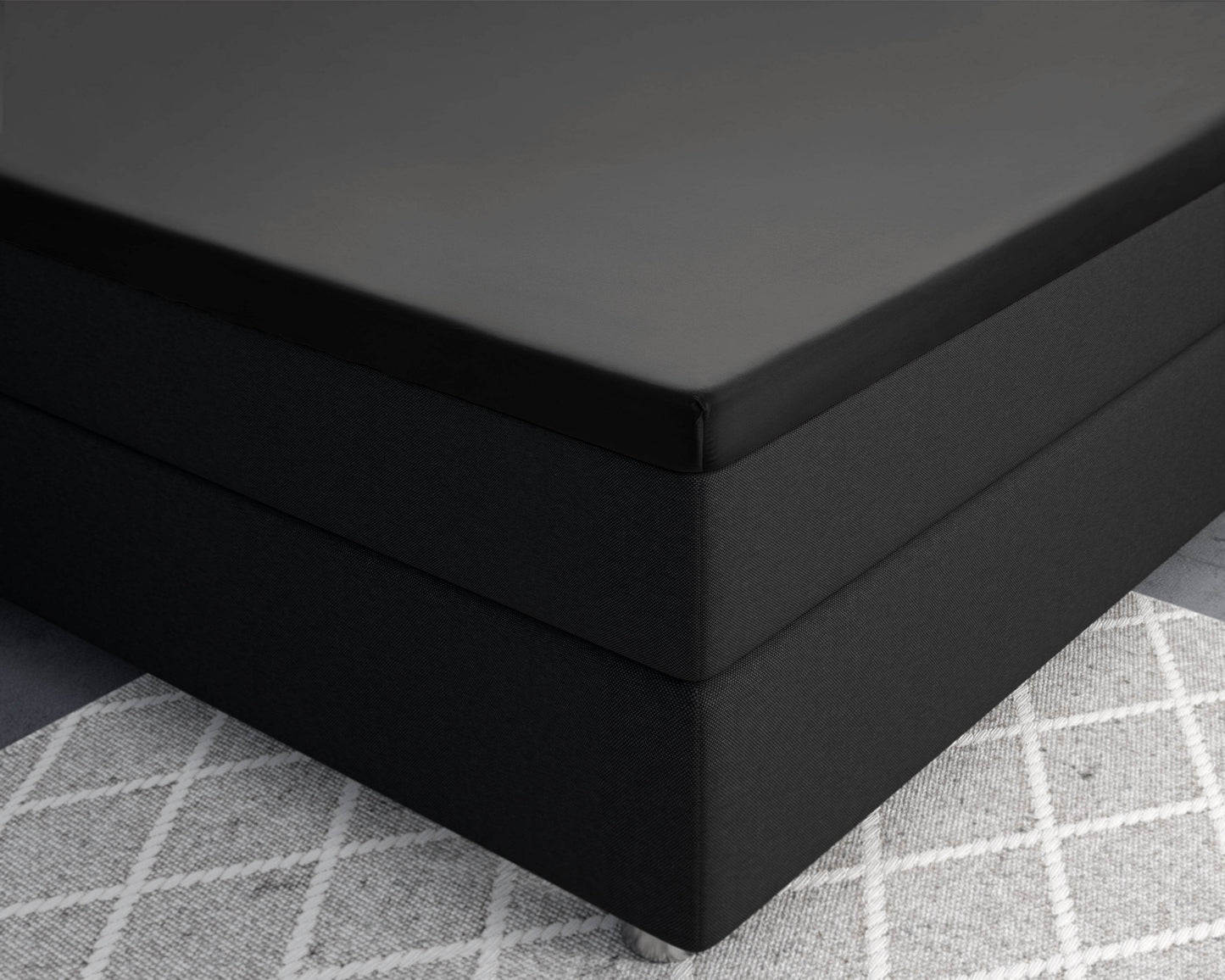 Topper Satin Spannbettlaken Schwarz 140 x 200 cm - Palo24