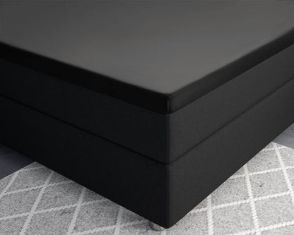 Topper Satin Spannbettlaken Schwarz 160 x 200 cm - Palo24