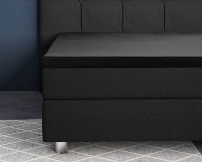 Topper Satin Spannbettlaken Schwarz 180 x 220 cm - Palo24