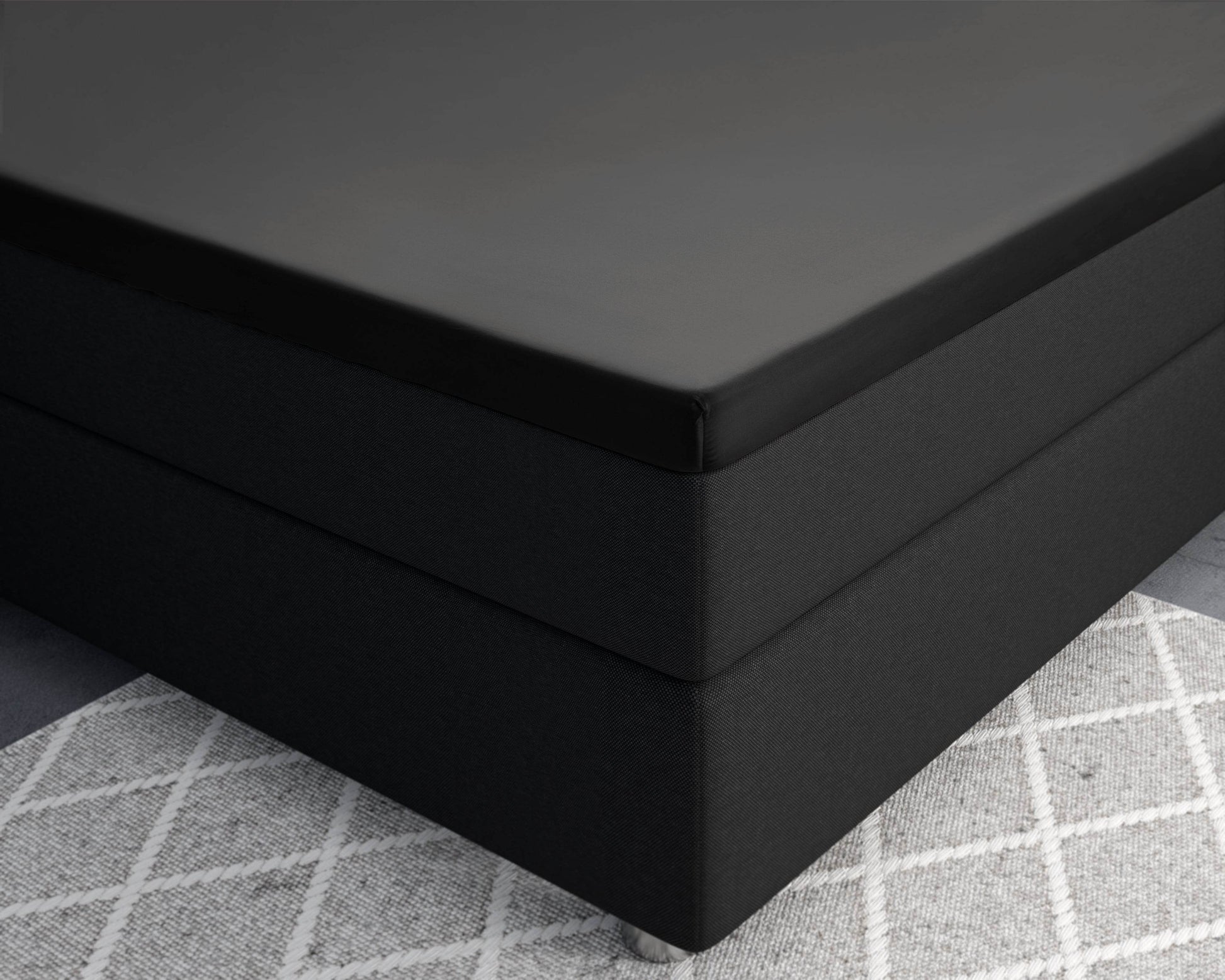 Topper Satin Spannbettlaken Schwarz 180 x 220 cm - Palo24