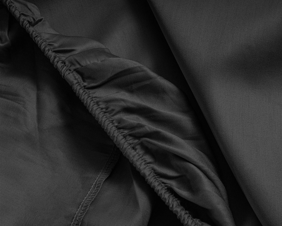 Topper Satin Spannbettlaken Schwarz 180 x 220 cm - Palo24