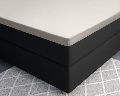 Topper Satin Spannbettlaken Creme 180 x 220 cm - Palo24
