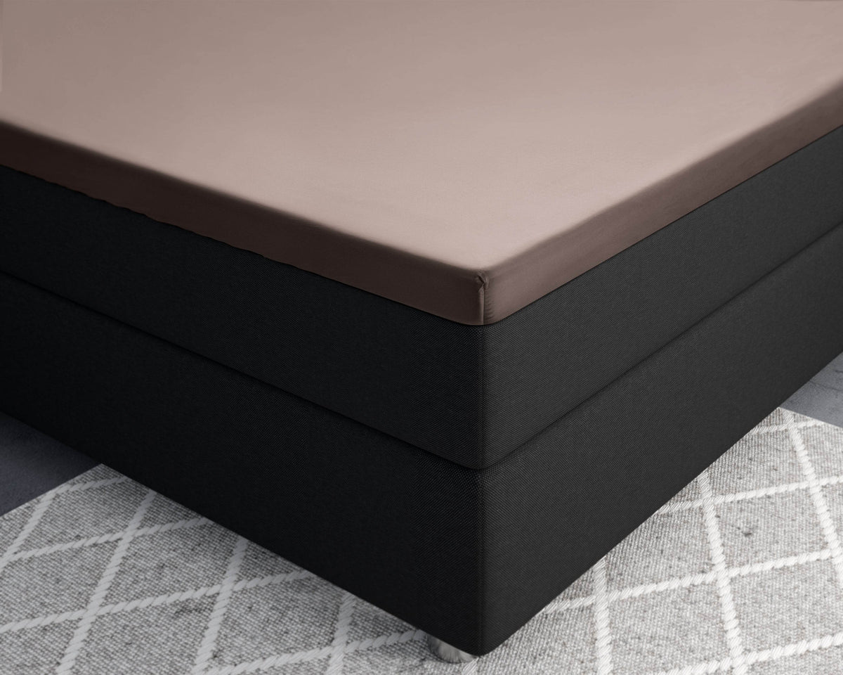 Topper Satin Spannbettlaken Taupe 140 x 200 cm - Palo24