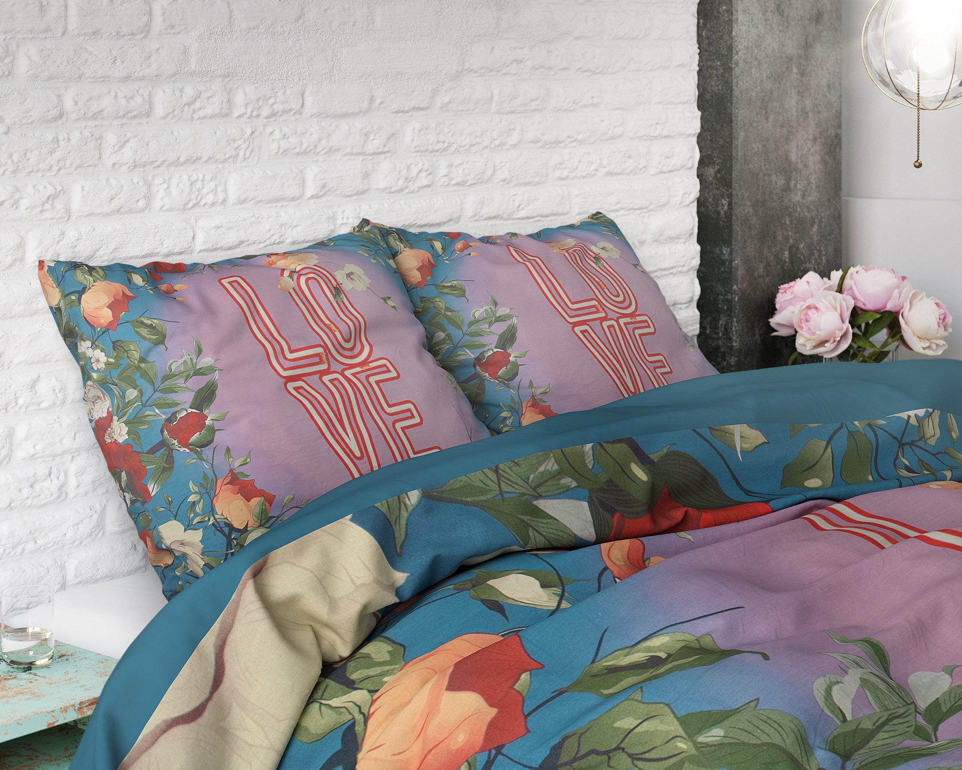 Bettbezug Led Love Türkis 240 x 220 cm - Palo24