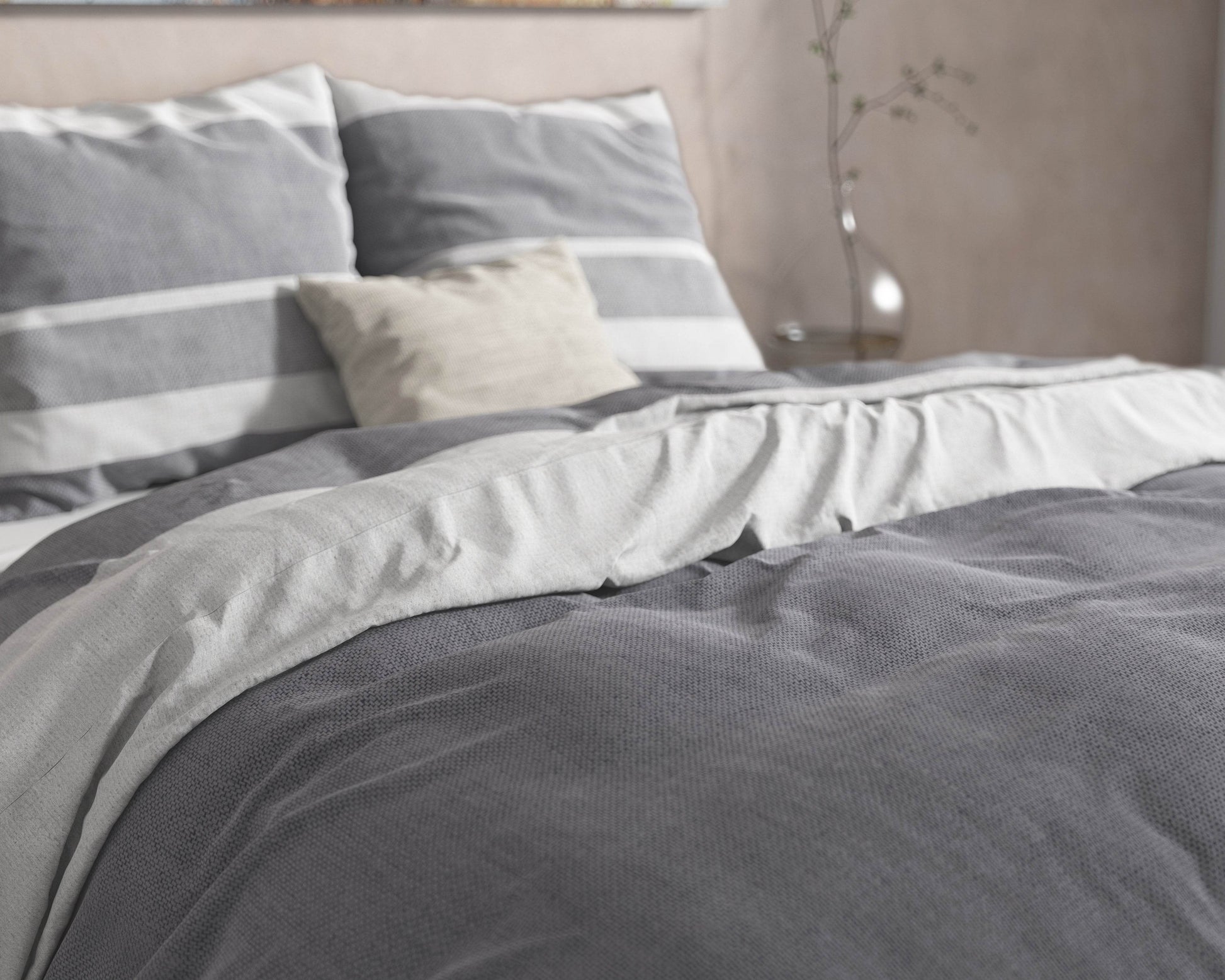 Bettbezug Flanel Skylar Anthrazit 240 x 220 cm - Palo24