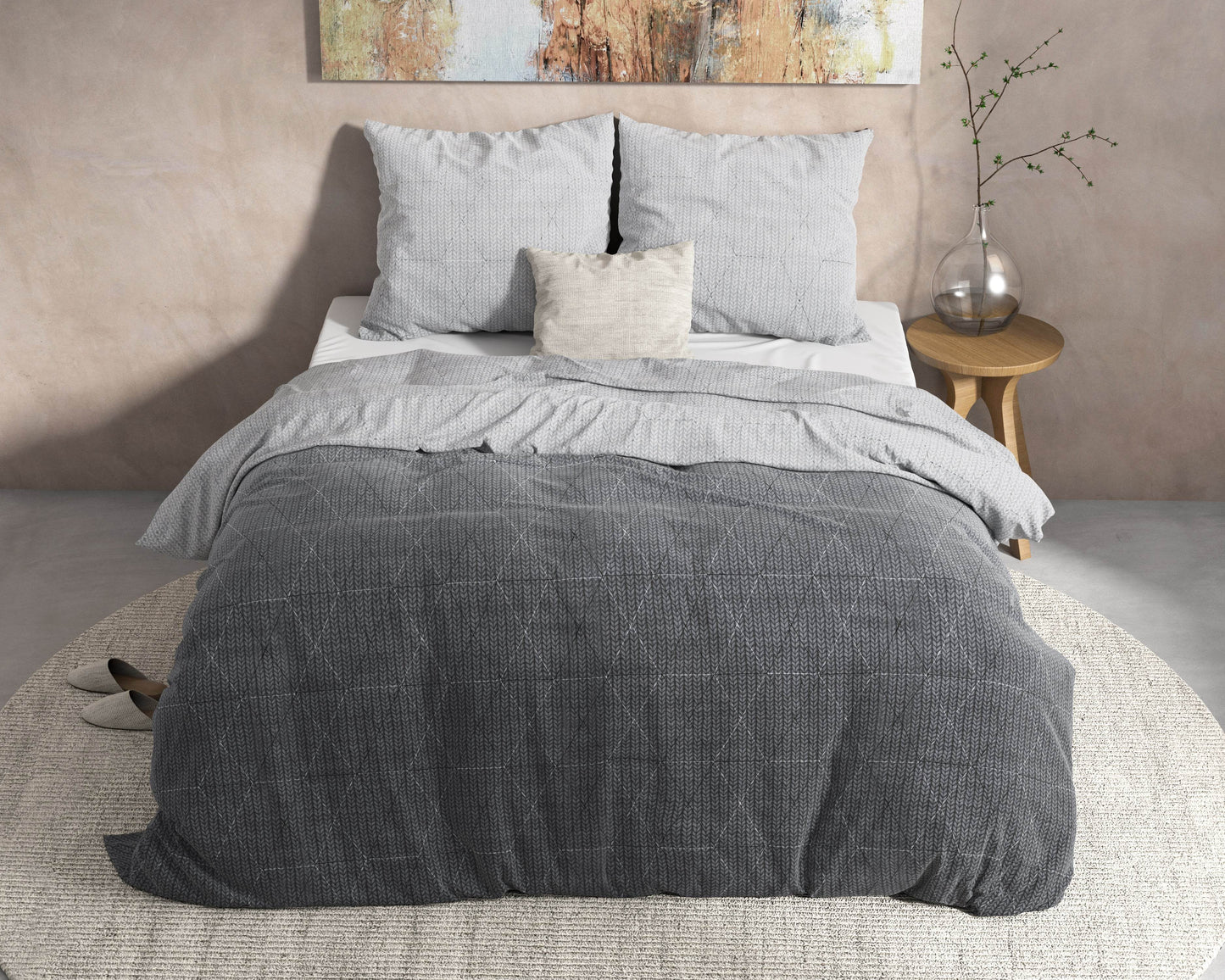 Bettbezug DH Flanel Quinn Anthrazit 140 x 220 cm - Palo24