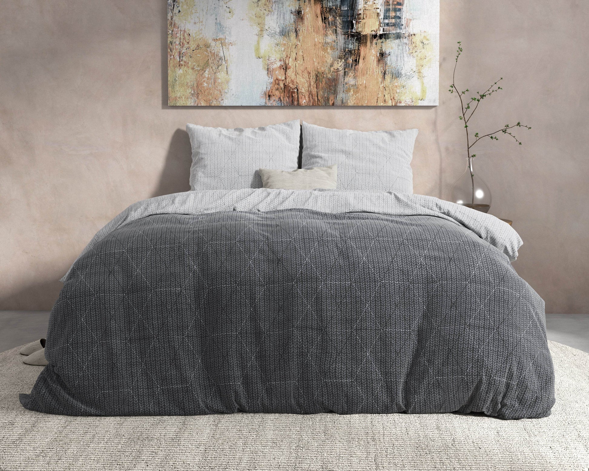 Bettbezug DH Flanel Quinn Anthrazit 140 x 220 cm - Palo24