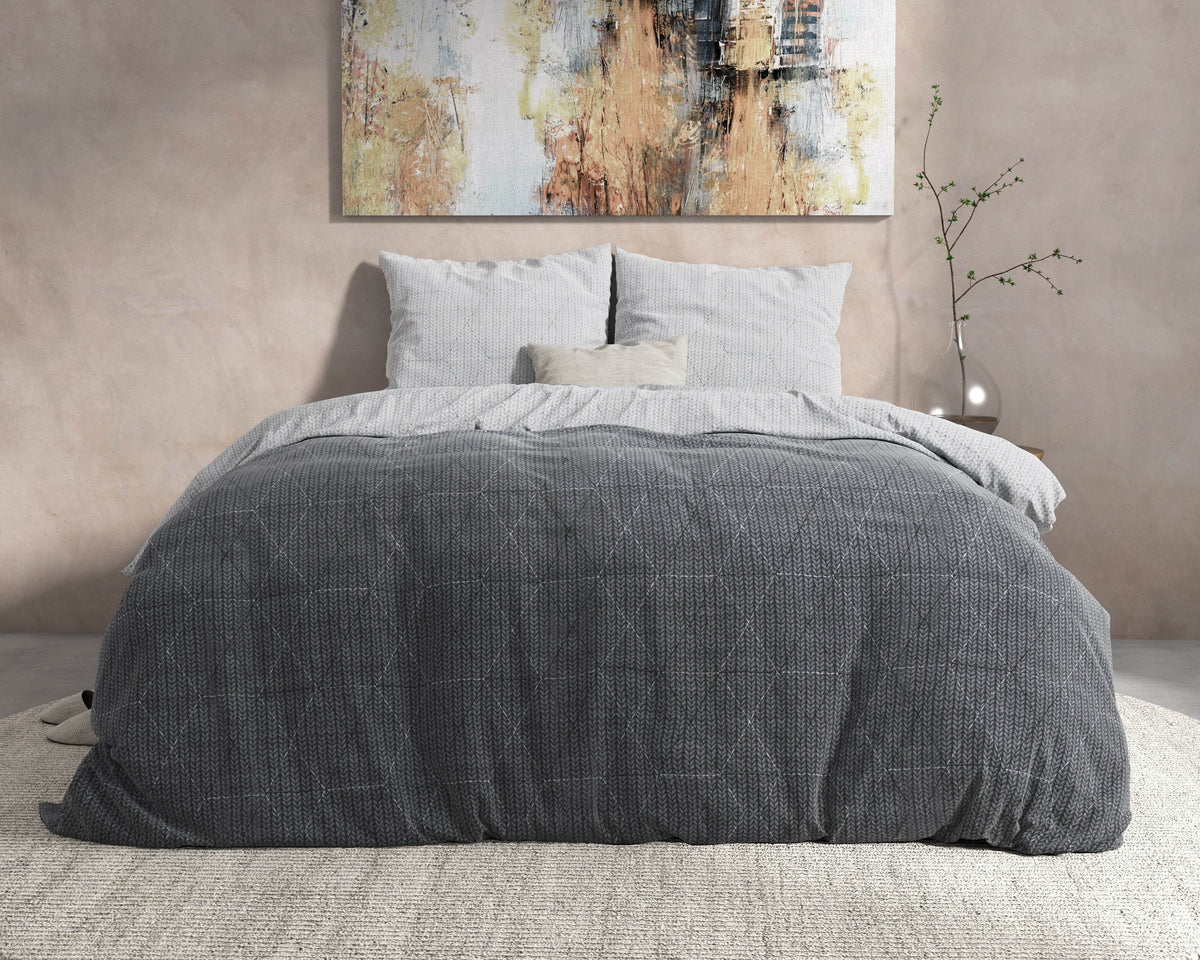 Bettbezug DH Flanel Quinn Anthrazit 200 x 220 cm - Palo24