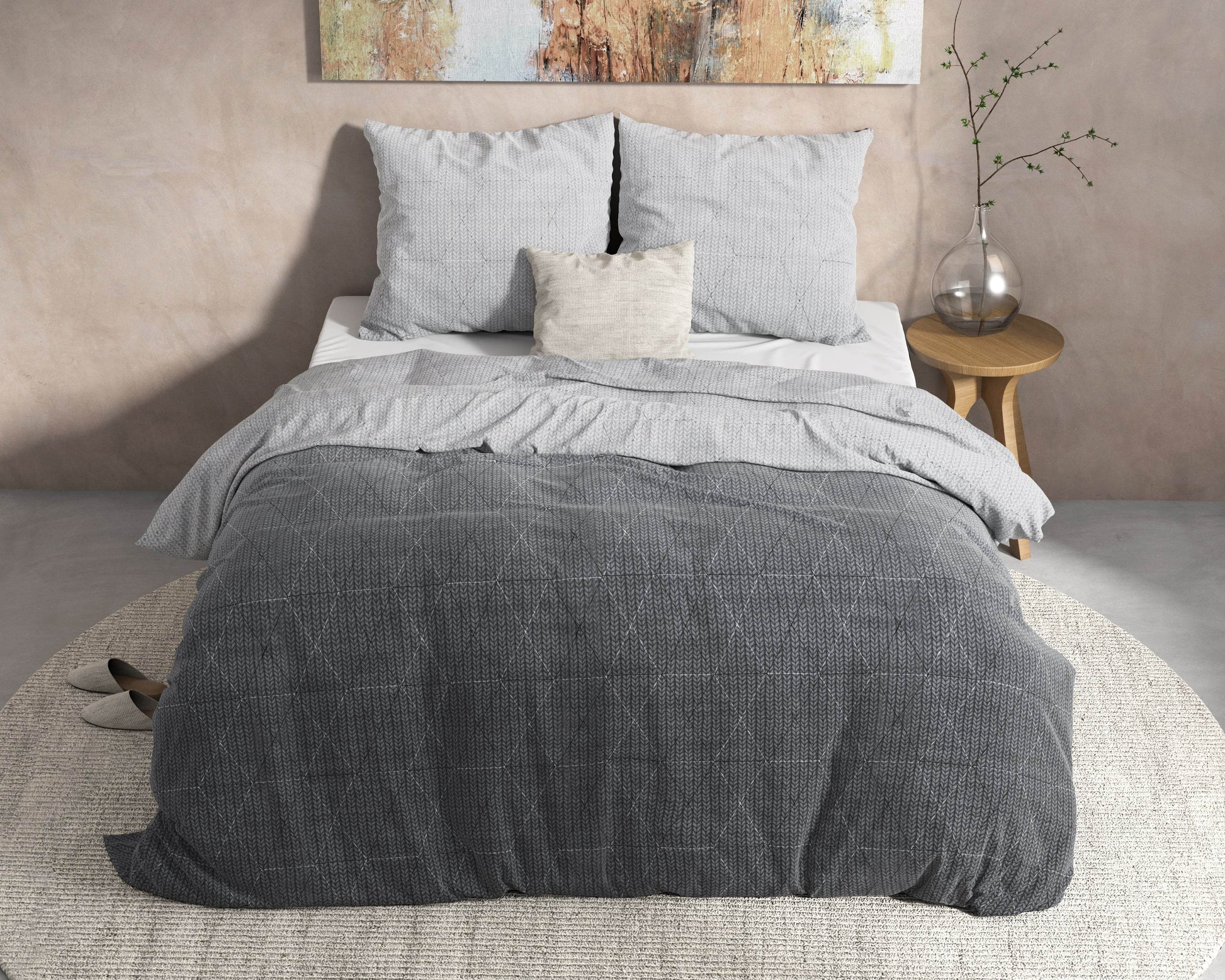 Bettbezug DH Flanel Quinn Anthrazit 240 x 220 cm - Palo24