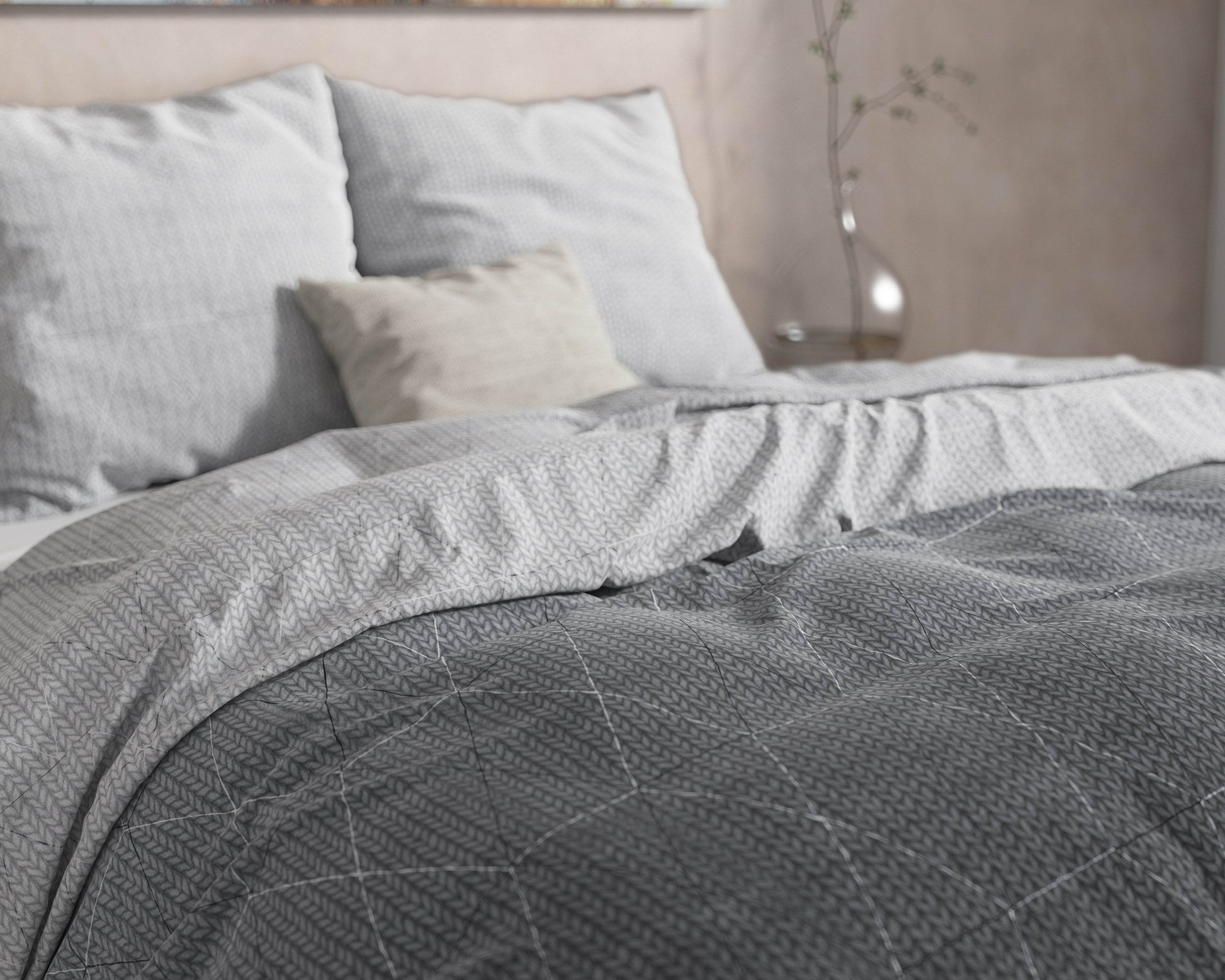 Bettbezug DH Flanel Quinn Anthrazit 240 x 220 cm - Palo24