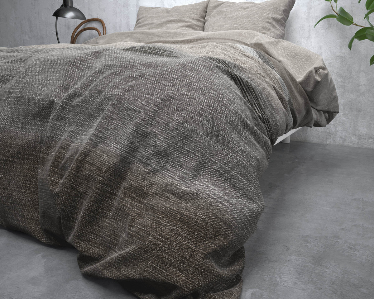 Bettbezug Flanel Stone Stripe Taupe 240 x 220 cm - Palo24