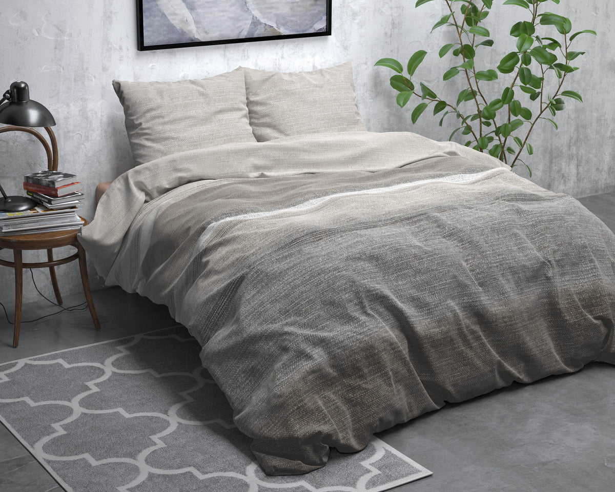 Bettbezug Flanel Stone Stripe Taupe 200 x 220 cm - Palo24