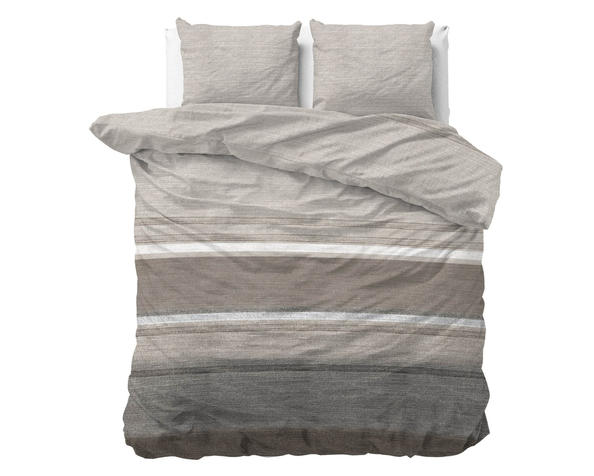 Bettbezug Flanel Stone Stripe Taupe 240 x 220 cm - Palo24
