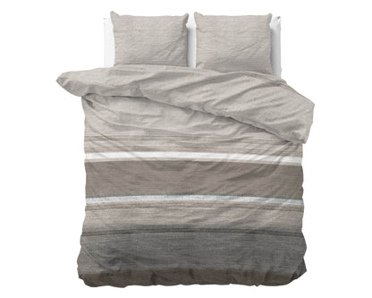 Bettbezug Flanel Stone Stripe Taupe 240 x 220 cm - Palo24