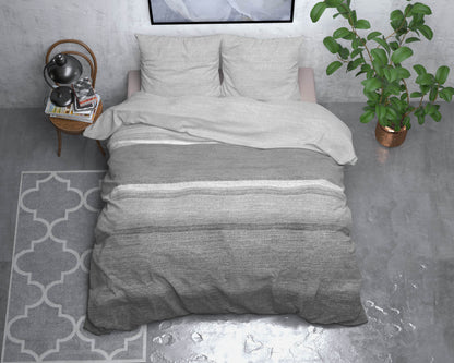 Bettbezug Flanel Stone Stripe Grau 200 x 220 cm - Palo24