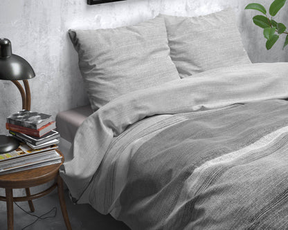 Bettbezug Flanel Stone Stripe Grau 200 x 220 cm - Palo24