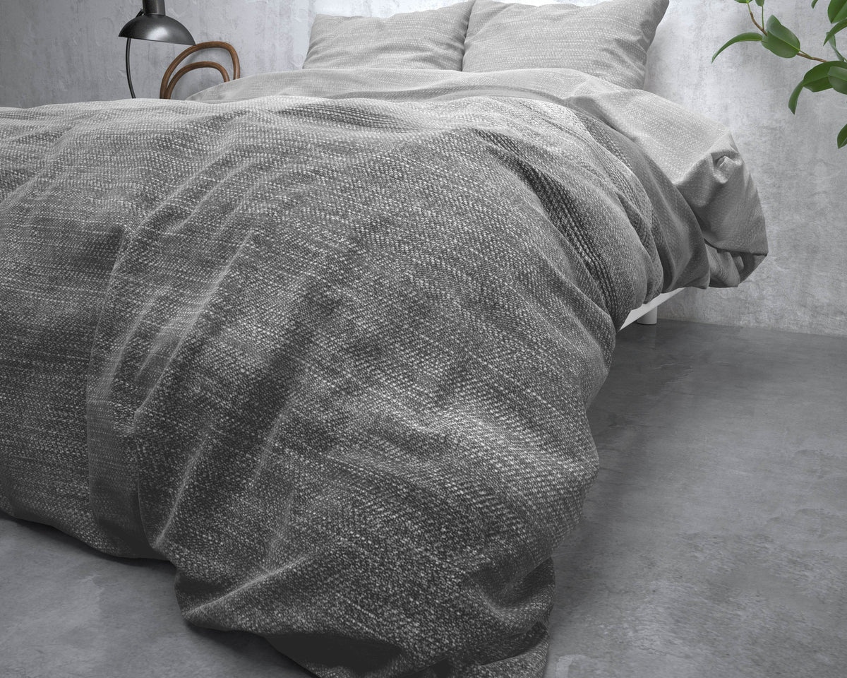 Bettbezug Flanel Stone Stripe Grau 200 x 220 cm - Palo24