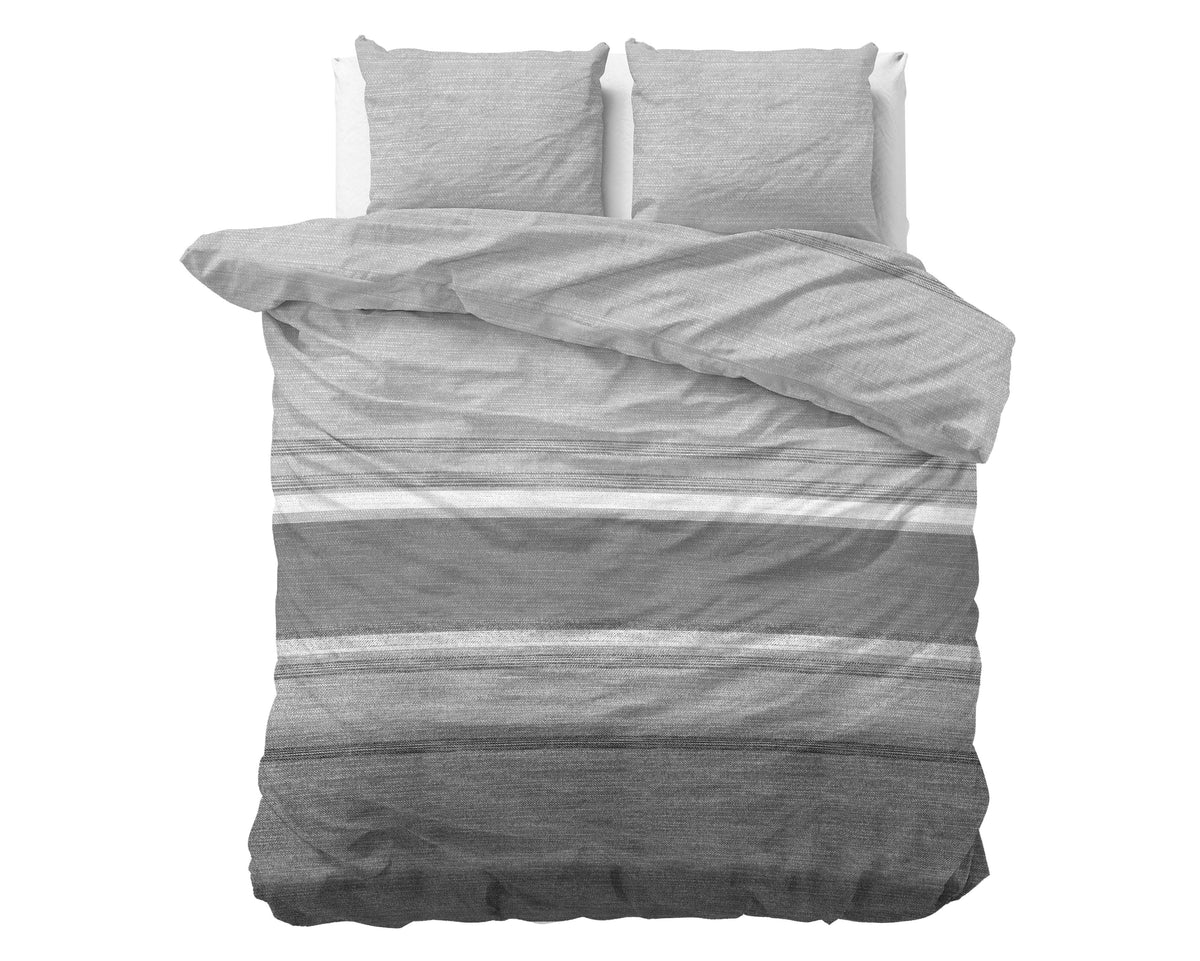 Bettbezug Flanel Stone Stripe Grau 200 x 220 cm - Palo24